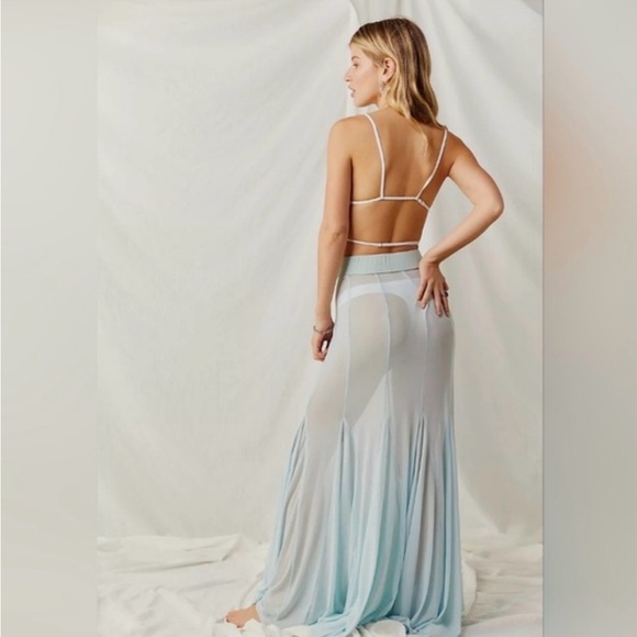 Free People Godet Girl Mesh 1/2 Slip in Sea Washed Size XL - Picture 2 of 4